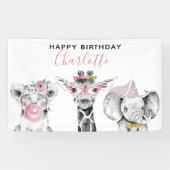 ブラック&モダンホワイトハンドドロードサファリ誕生日 横断幕 (横)