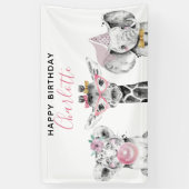 ブラック&モダンホワイトハンドドロードサファリ誕生日 横断幕 (縦)