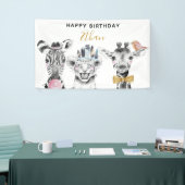 ブラック&モダンホワイトハンドドロードサファリ誕生日 横断幕 (トレードショー)