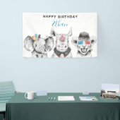 ブラック&モダンホワイトハンドドロードサファリ誕生日 横断幕 (トレードショー)