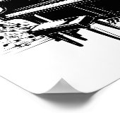 ブラック&モダンホワイトピアノ音楽先生/学生 ポスター (角)