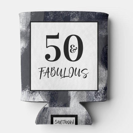 ブラック&モダンホワイト50と素晴らしい誕生日パーティー 缶クーラー (裏面)