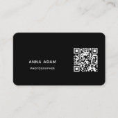 ブラック、モダンミニマル、シンプル、QRコード 名刺 (正面)