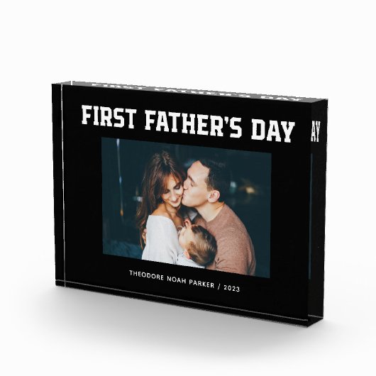 ブラック |モダン父の日を書く フォトブロック (右)