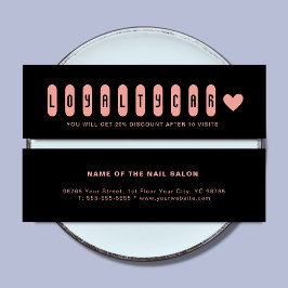 ブラック&モダン赤面ピンクネイルアーティストサロンハート ロイヤリティカード
