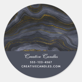 ブラック&モダン金ゴールドアガテストーン抽象芸術事業 ラウンドシール