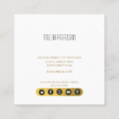 ブラック&モダン金ゴールドイニシャルモノグラムソーシャルメディア スクエア名刺 (裏面)