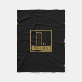 ブラック&モダン金ゴールドイニシャルモノグラム フリースブランケット