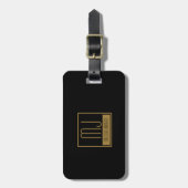 ブラック&モダン金ゴールドイニシャルモノグラム ラゲッジタグ (正面縦)
