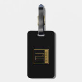 ブラック&モダン金ゴールドイニシャルモノグラム ラゲッジタグ (裏面縦)