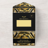 ブラック&モダン金ゴールドギャツビーアールデコ1920s結婚s オールインワン招待状 (外側)