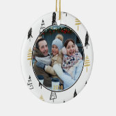 ブラック&モダン金ゴールドクリスマスツリーパターン セラミックオーナメント (右)