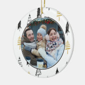 ブラック&モダン金ゴールドクリスマスツリーパターン セラミックオーナメント (左)