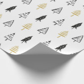 ブラック&モダン金ゴールドクリスマスツリーパターン ラッピングペーパー (角)