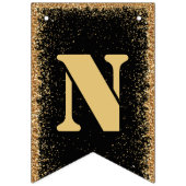 ブラック&モダン金ゴールドグリッター卒業パーティー バンティングフラッグ (第3の旗)