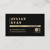 ブラック&モダン金ゴールドシャイニーステンシルはっきりしたタイポグラフィ 名刺 (正面)