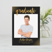 ブラック&モダン金ゴールドスクリプトフォト卒業パーティー 招待状 (スタンド正面)