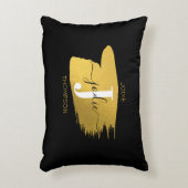 ブラック&モダン金ゴールドスクリプトモノグラムイニシャル アクセントクッション (正面(垂直))