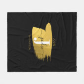 ブラック&モダン金ゴールドスクリプトモノグラムイニシャル フリースブランケット (正面(横))