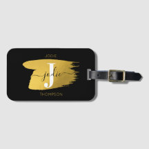 ブラック&モダン金ゴールドスクリプトモノグラムイニシャル