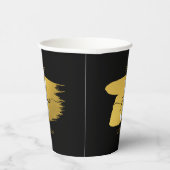 ブラック&モダン金ゴールドスクリプトモノグラムイニシャル 紙コップ (右)