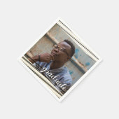 ブラック&モダン金ゴールドストライプ院生パーティーナプキンス スタンダードカクテルナプキン (角)