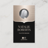 ブラック&モダン金ゴールドソーシャルメディアカスタム写真 名刺 (正面)