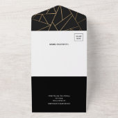 ブラック&モダン金ゴールドディールチョイスリハーサルディナー オールインワン招待状 (外側)