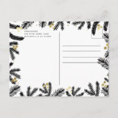 ブラック&モダン金ゴールドパイン&ベリーホリデイ シーズンポストカード (裏面)