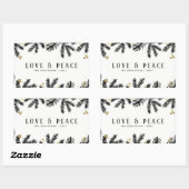 ブラック&モダン金ゴールドパイン&ベリーホリデイ 長方形シール (シート)