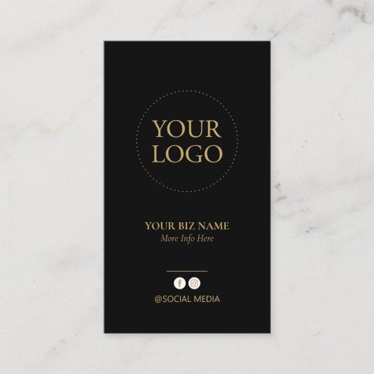 ブラック&モダン金ゴールドビジネスロゴギフト証明書 名刺 (正面)