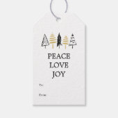 ブラック&モダン金ゴールドピースラブジョークリスマスツリー ギフトタグ (正面)