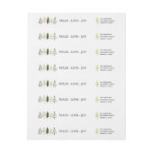 ブラック&モダン金ゴールドピースラブジョークリスマスツリー ラップアラウンドラベル (シート)