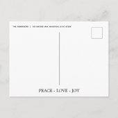 ブラック&モダン金ゴールドピースラブジョークリスマスツリー 案内ポストカード (裏面)