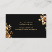 ブラック&モダン金ゴールドフローラ美しいサロンラグジュアリー 名刺 (裏面)