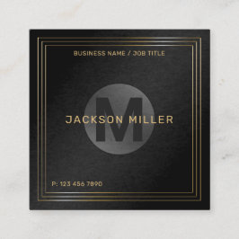 ブラック&モダン金ゴールドモノグカスタムラムプロフェッショナル スクエア名刺