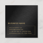 ブラック&モダン金ゴールドモノグカスタムラムプロフェッショナル スクエア名刺 (裏面)