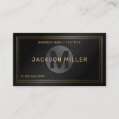 ブラック&モダン金ゴールドモノグカスタムラムプロフェッショナル 名刺 (正面)