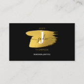 ブラック&モダン金ゴールドモノグラムイニシャル 名刺 (正面)