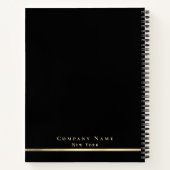 ブラック&モダン金ゴールドモノグラムエグゼクティブスパイラル ノートブック (裏面)