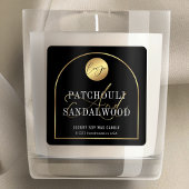 ブラック&モダン金ゴールドロゴしょうゆキャンドル製品ラベル スクエアシール