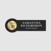 ブラック&モダン金ゴールドロゴショップサロン社員 名札 (正面)