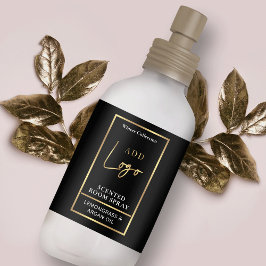 ブラック&モダン金ゴールドロゴルームスプレーボトルラベル ラベル