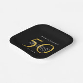 ブラック&モダン金ゴールド50と素晴らしい誕生日パーティー ペーパープレート (傾斜あり)