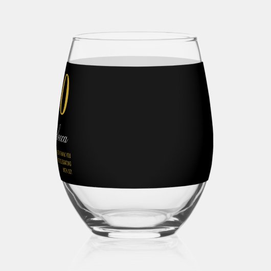 ブラック&モダン金ゴールド60th誕生日カクテルパーティー ステムなしワイングラス (左)