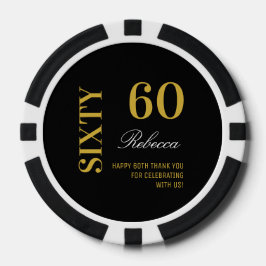 ブラック&モダン金ゴールド60th誕生日カクテルパーティー ポーカーチップ