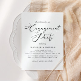 ブラック モダン シンプル スクリプト ウェディングエンゲージメント 招待状