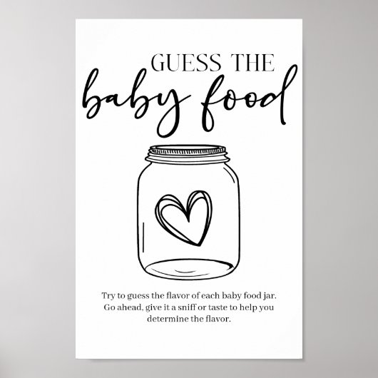 ブラック モダン シンプル スクリプト ベビー ゲス ベビーフード ポスター (正面)