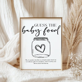 ブラック モダン シンプル スクリプト ベビー ゲス ベビーフード ポスター