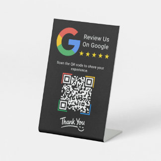 ブラック モダン シンプル Google レビュー QRコード ビジネス 台座サイン